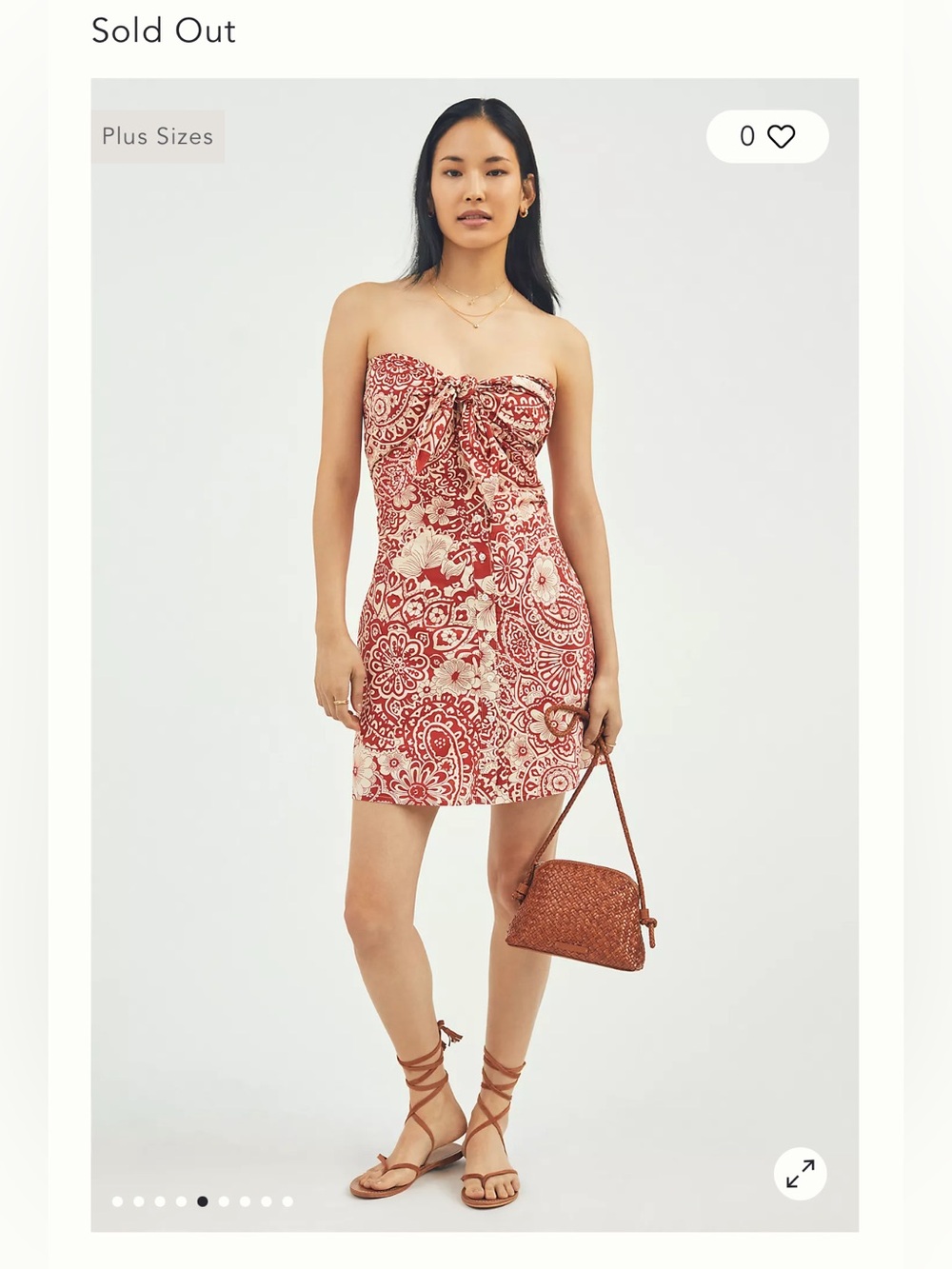 NWT! Anthropologie Blue Tassel Strapless Tie Front Red/Cream Mini Dress. Size M